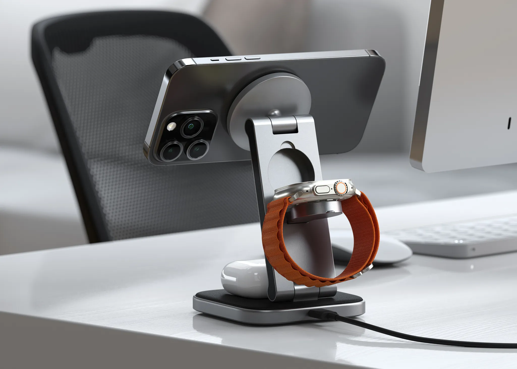 Satechi 3-in-1 Qi2 Wireless Charging Station hover image